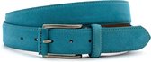 Turquoise suede riem unisex 3.5 cm breed - Turquoise - Sportief - Echt Leer/Nubuck - Taille: 90cm - Totale lengte riem: 105cm