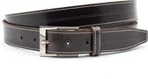 Bruine heren riem 3 cm breed - Bruin - Casual - Echt Leer - Taille: 120cm - Totale lengte riem: 135cm