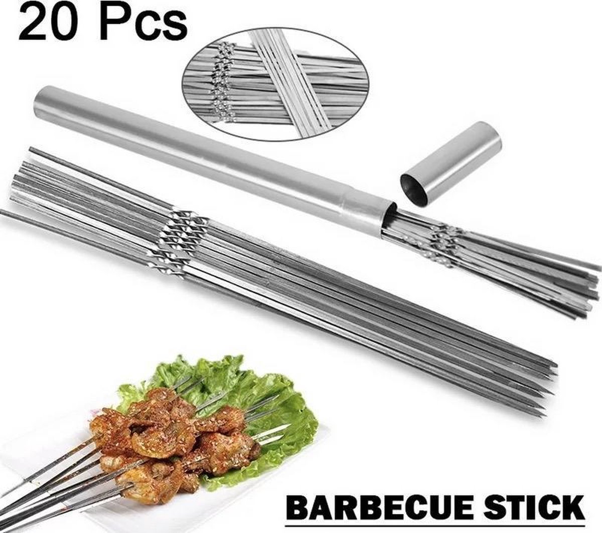 | 20x BBQ spies Barbecue prikkers van RVS 10× Stainless Steel 30 35 40 45cm Barbecue BBQ Skewers