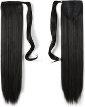 Wrap Around Ponytail Extension. Premium Synthetic Fiber 22" Straight (#1B-Jet Black)--K&C