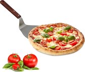 Relaxdays Pizzaschep metaal - rond - pizzaspatel - houten handgreep - broodschep