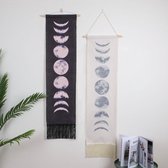 Wandkleed Maansverduistering – Zwart-Wit Maankleed Wanddecoratie – Set van 2 Wandkleden – 146x40cm – Muurkleed - Wandkleed - Woonkamer