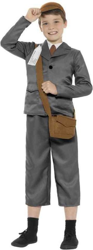 Smiffys - WW2 Evacuee Boy Kinder Kostuum - Kids tm 14 jaar - Grijs