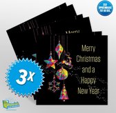 3x Muziekwenskaart - Kerst modern – zelf opneembaar – 60 seconden – 21x21cm – hoge kwaliteit – inclusief envelop