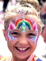 Unicorn versiering | Eenhoorn 3D hoorn met sticker | 4 stuks | Kinderfeestje en verkleden