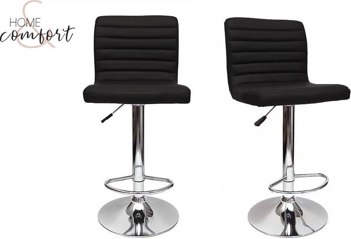 Outspot - Set van 2 stijlvolle barstoelen - Zwart - 1 set (2 stuks)