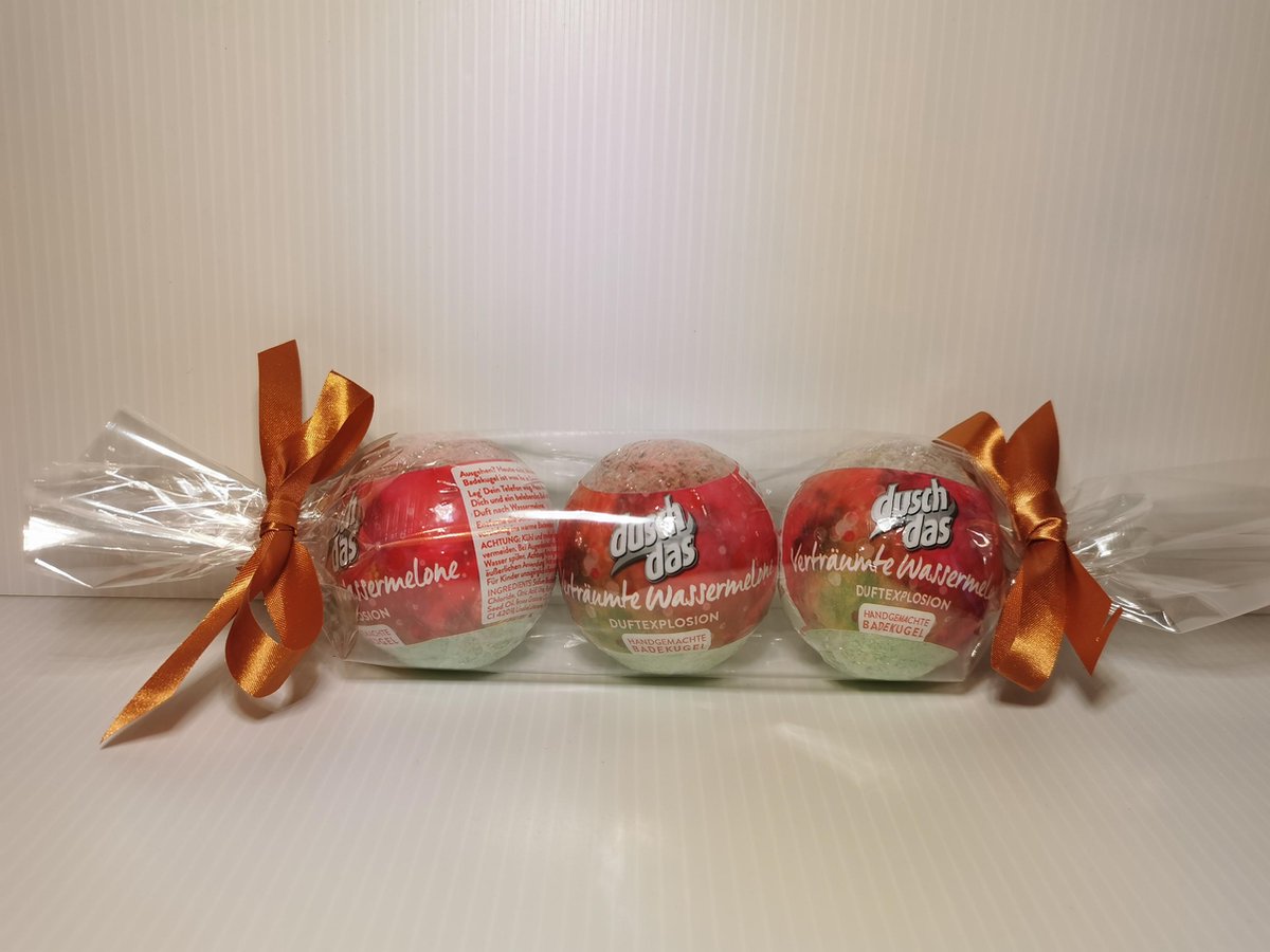 geschenkset van 3 badbruisballen watermeloen