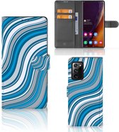 Book Case Geschikt voor Samsung Galaxy Note20 Ultra Hoesje Waves Blue