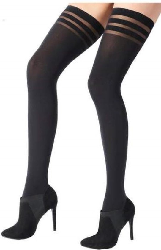 Pretty Polly Hold Ups - Banded Top - Hold Up Kousen - Opaque - 80 Den. - One Size - Zwart