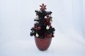 Mini kunst kerstboom, rood/zwart, 36 x Ø 15 cm, kerststukje