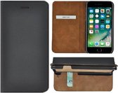 Iphone SE 2020 Hoesje - Bookcase - iPhone 7 / iPhone 8 Book Case Wallet Echt Leder Ultra Dun Zwart Cover