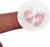 Geboorte stickers | Sluitsticker | Sluitzegels | It's a Girl! | Roze voetjes |3 cm | 50 stuks