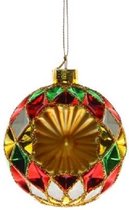 Kerstbal Harlekijn, glas multicolor, Ø 7 cm, 2 stuks, ZoeZo Design