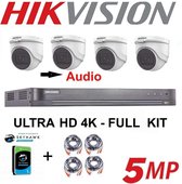 Kit HIKVISION 5 MP AUDIO DVR 4 CH HD - 4x Camera Turret 5MP - 1Tb HDD