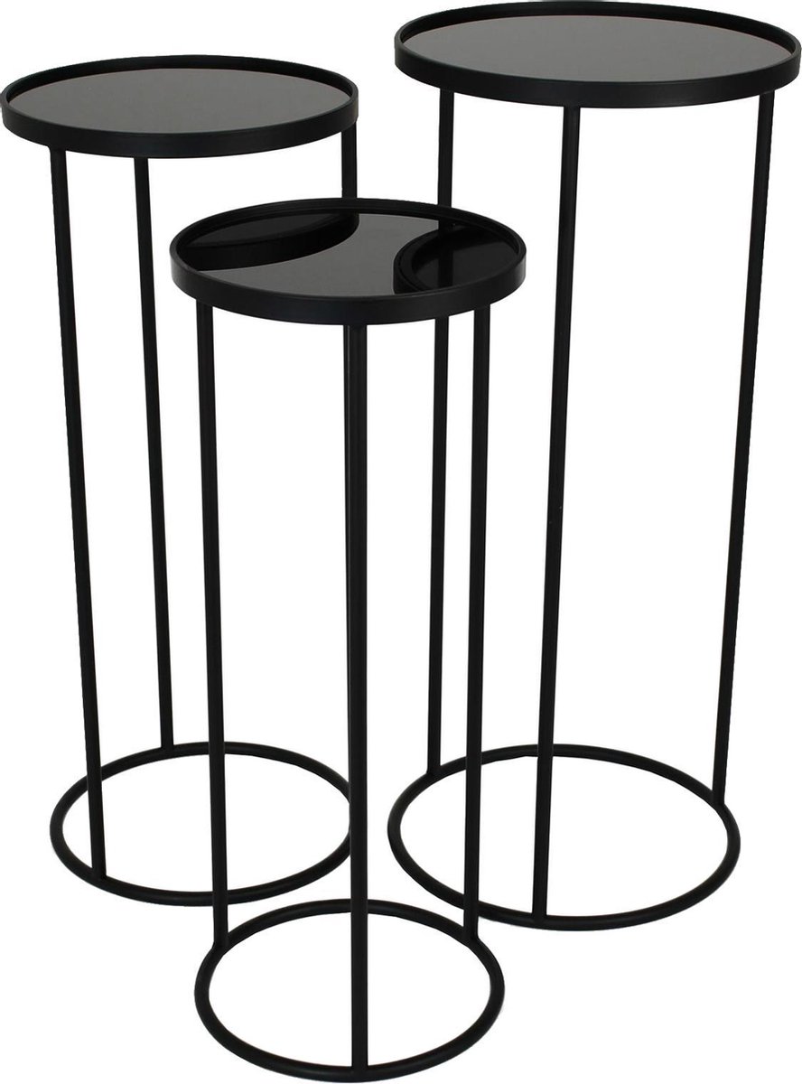 Tafel Set van 3 Rond - Zwart Metaal - Ø33 x ↑ 75 cm
