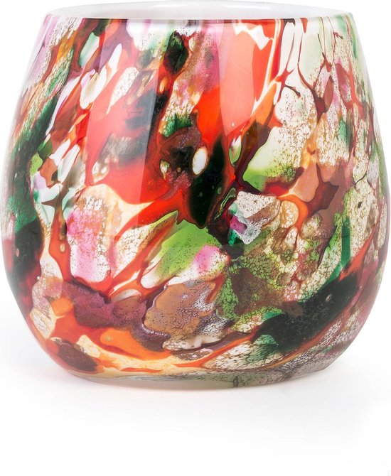 Design vaas Fiore - Fidrio MIXED COLOURS - glas, mondgeblazen bloemenvaas - diameter 22 cm
