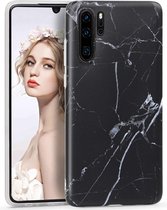 Huawei P30 Pro - Zwart - Marmer - Soft TPU Hoesje