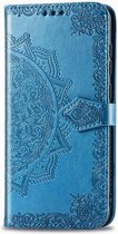 Bloem mandala blauw agenda book case hoesje Motorola Moto G9 Plus