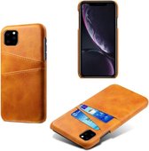 Card Case voor Apple iPhone 11 Pro | PU Leren Back Cover | Luxe Telefoonhoesje | Pasjeshouder | Licht Bruin