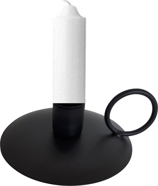 adopteren Haarvaten toewijding Housevitamin kandelaar / kaarsenstandaard zwart metaal 12x4cm | bol.com