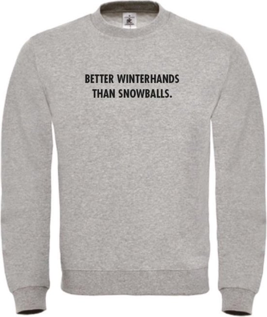 Better winterhands than snowballs wintersport sweater grijs S - zwart - soBAD. | Foute apres ski outfit | kleding | verkleedkleren | wintersporttruien | wintersport dames en heren