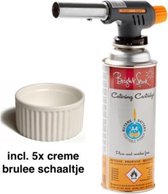 Creme brulee brander + Gasbus + 5 creme brulee schaaltjes - CaterFlame brander - Automatische ontsteking