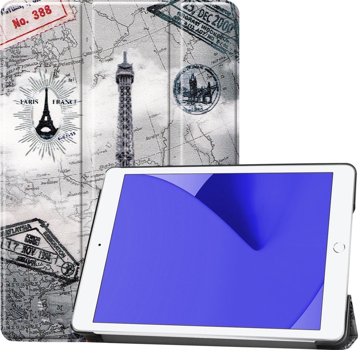 Hoes Geschikt voor iPad 10.2 2020 Hoes Luxe Hoesje Book Case - Hoesje Geschikt voor iPad 8 Hoes Cover - Eiffeltoren