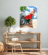 JDBOS ® Schilderen op nummer Volwassenen met frame (hout) - Sexy vrouw met jeep – Strand - Verven volwassenen - 40x50 cm