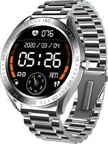 Belesy® POWER - Smartwatch Dames - Smartwatch Heren - Horloge - Stappenteller - 1.3 inch -  450+ wijzerplaten - Full Touch - Multi Sport - Hartslag - Calorieën - Saturatiemeter - Staal - Schakelband - Zilver