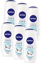 NIVEA Care & Coconut - 6 x 250 ml - Voordeelverpakking - Douchecrème