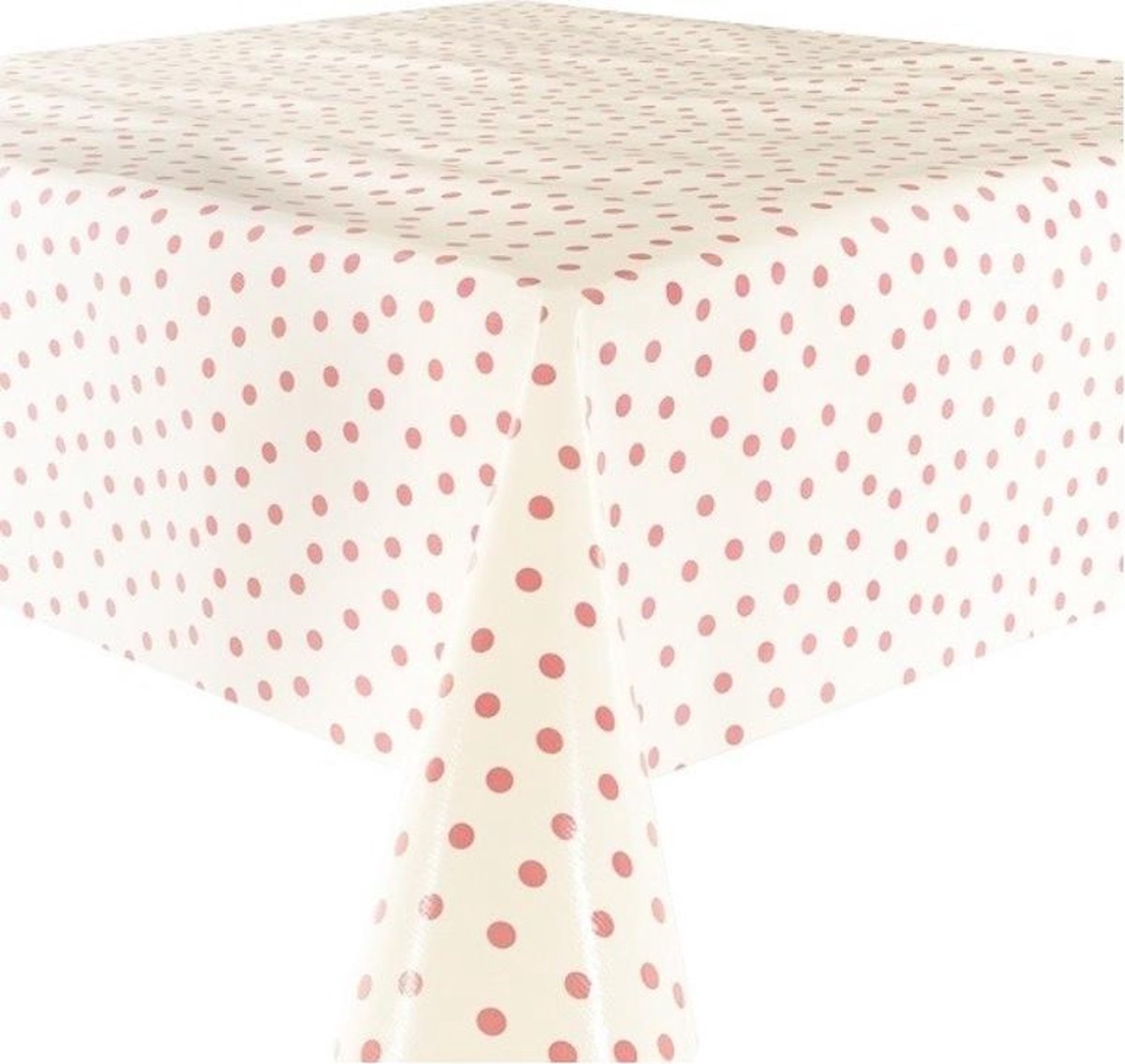 Atelier Du Baj Polka Pink/ White Mexicaans Tafelzeil - 250 x 120 cm