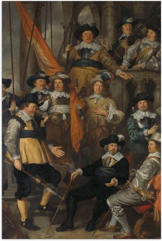 Poster – Oude meesters - Officieren en schutters van wijk XVIII, Govert Flinck - 80x120cm Foto op Posterpapier