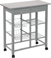 4goodz Keukentrolley met 2 lades op wielen 76x36x81cm - Grijs