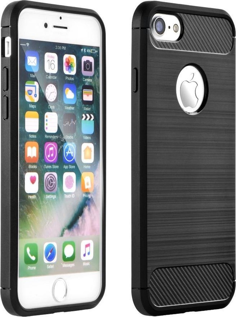 Forcell CARBON Case Geschikt voor IPHONE 12 PRO MAX - zwart