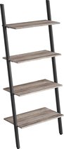 Nancy's Boekenkast - Vintage Kast - Wandkast - Boekenkasten - Grijs/Zwart - 64 x 35 x 150 cm (L x B x H)