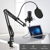 Podcast studio microfoon Aokeo Obsidian AK-60 Professional Condenser Microphone & AK-35 Suspension Boom Scissor Arm Stand with Built-in XLR Cable and Mounting Clamp (AK-60 Set)
