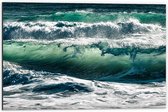 Dibond - Golven in de Zee - 60x40cm Foto op Aluminium (Met Ophangsysteem)