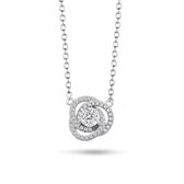 Silver Rose -SWP07- SWAROVSKI hanger + ketting gezet met 5.5mm Swarovski Zirkonia-925 Zilver gerodineerd