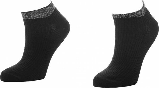 Marcmarcs 2 paar korte sneaker sokken - Glitter - 42 - Zwart