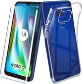 HB Hoesje Geschikt voor Motorola Moto G9 Play & E7 Plus Transparant - Siliconen Back Cover & Glazen Screenprotector