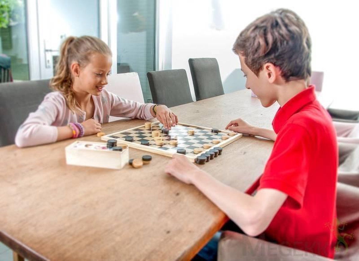 Tweezijdig Schaak- en Dambord van Hout – Groot Spelbord 40 x 40 cm – Houten Bord voor Schaakspel & Dammen – Klassiek Bordspel – Engelhart — afbeelding 5