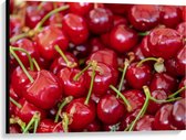 Canvas - Stapel Rode Kersen - 100x75cm Foto op Canvas Schilderij (Wanddecoratie op Canvas)