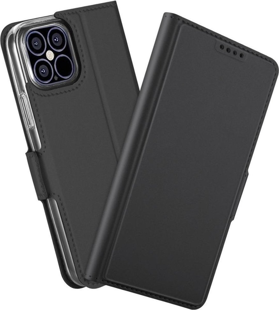 Portemonnee Book Case Zwart Hoesje Geschikt voor Apple iPhone 12 Pro Max