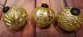 Kerstbal set van 3 - oude look - antieke look - goud