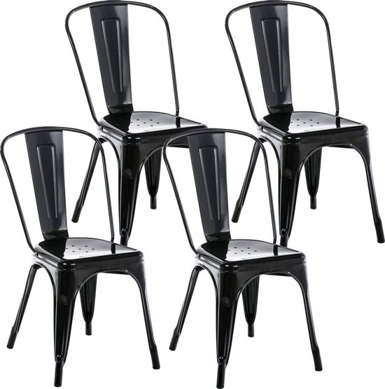Set van 4 stoelen - Stoelen set - Praktisch - Metaal - Zwart