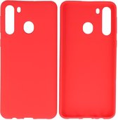 Bestcases Color Telefoonhoesje - Backcover Hoesje - Siliconen Case Back Cover voor Samsung Galaxy A21 - Rood