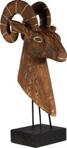 Decoratief Beeld - Teakhouten dierenbeeld Ree - Houten woonaccessoires - Jojo Living - Zwart en bruin - 70 x 30cm
