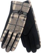 Dielay - Handschoenen met Schotse Ruit - Dames - One Size - Touchscreen Tip - Grijs