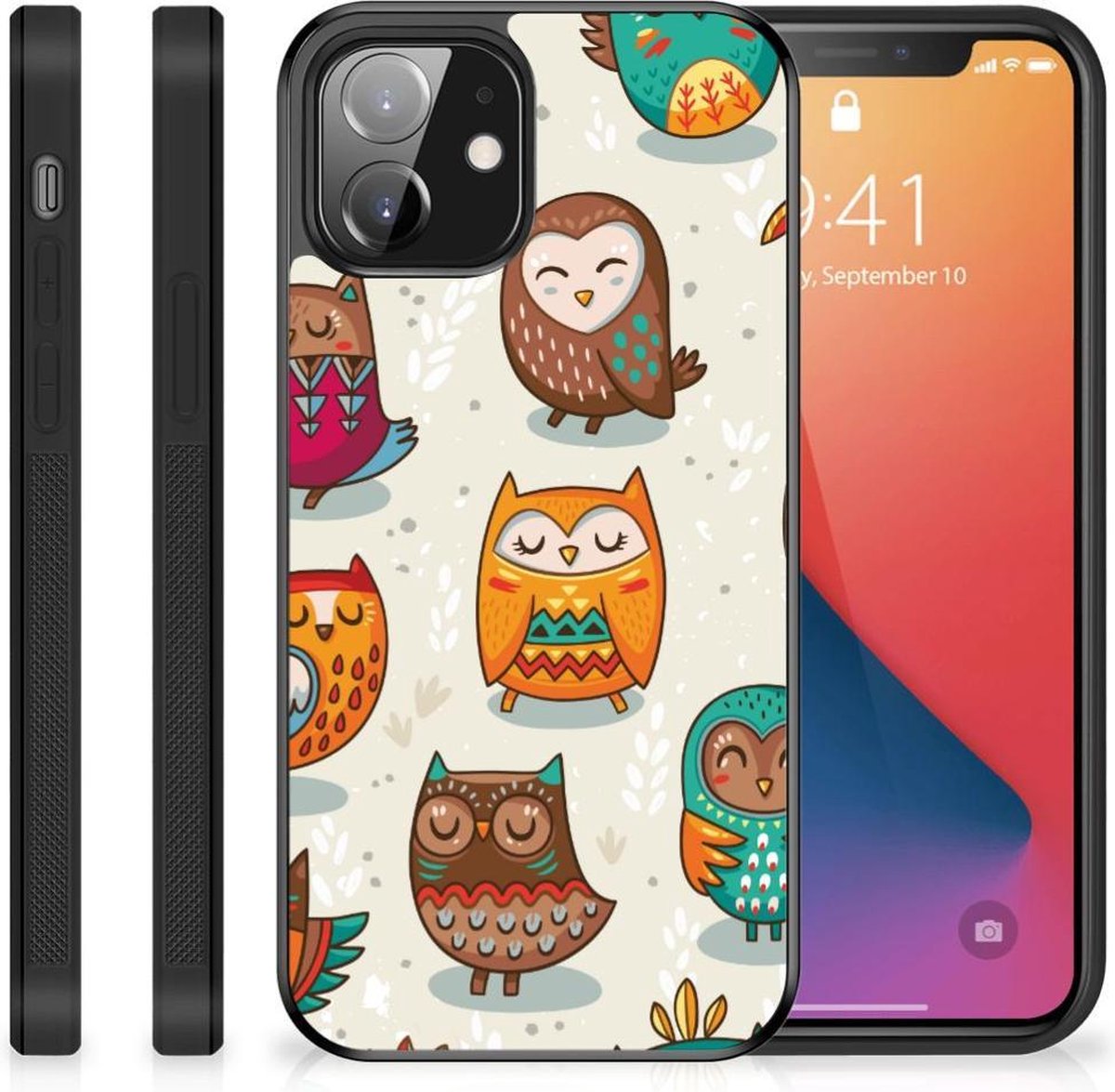 iPhone 12 Mini Back Cover Vrolijke Uilen