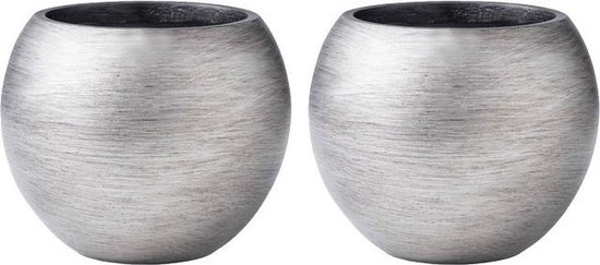Stroomopwaarts rek meest Bloempot set zilver grijs metallic - 2 zilveren grijze bloempotten -  plantenbak / vaas | bol.com